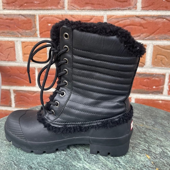 Hunter Original Pac Boot Black Winter Snow Shearling lined - Picture 5 of 5